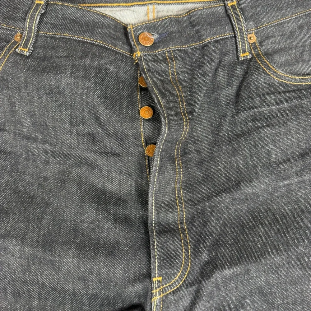 Levis 501 Original Fit Dark Indigo Raw Rigid Denim Jeans Mens 42x30 Button Fly